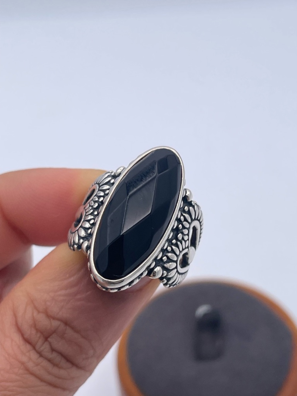 Carolyn Pollack Relios 925 Sterling Silver Onyx Statement Ring Southwestern - Picture 5 of 10